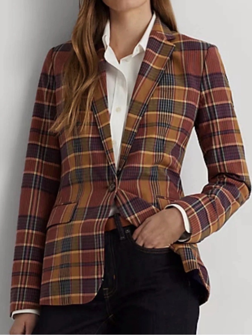 Lauren Ralph Lauren Cotton Madras Blazer. (Mix33)